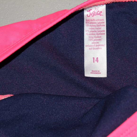 Pink & Blue 2 Pcs Justice Bikini Swimsuit Size 14 - Picture 4 of 11